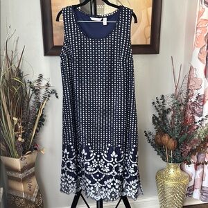 Isaac Mizrahi Blue and White Asymmetrical Sundress